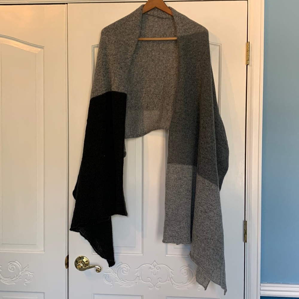 Collection Eighteen Gray and Black Color Black Large Wrap Scarf
